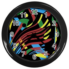 Colorful Decorative Abstrat Design Wall Clocks (black) by Valentinaart