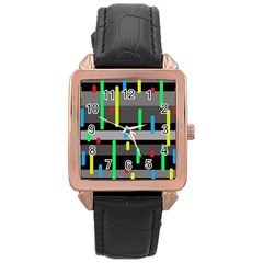 Colorful Pattern Rose Gold Leather Watch 