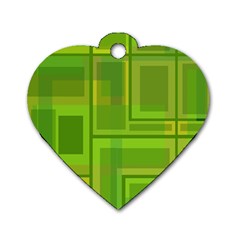 Green Pattern Dog Tag Heart (one Side) by Valentinaart