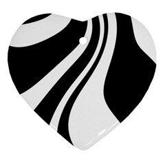 Black And White Pattern Ornament (heart) 