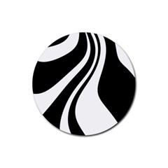 Black And White Pattern Rubber Coaster (round)  by Valentinaart