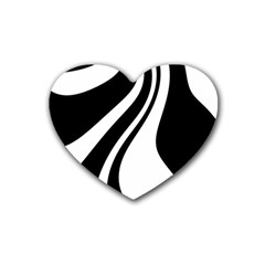 Black And White Pattern Rubber Coaster (heart)  by Valentinaart
