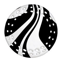 Black And White Pattern Round Filigree Ornament (2side) by Valentinaart