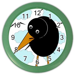 Black Raven Color Wall Clocks by Valentinaart