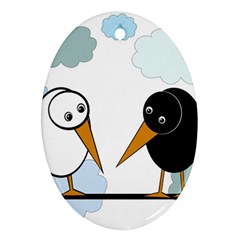 Black and white birds Ornament (Oval) 