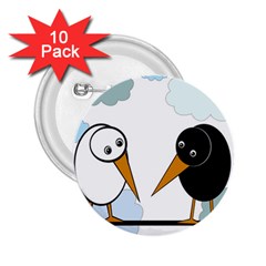 Black and white birds 2.25  Buttons (10 pack) 