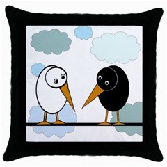 Black and white birds Throw Pillow Case (Black)