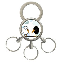 Black and white birds 3-Ring Key Chains