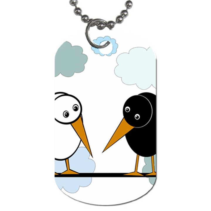 Black and white birds Dog Tag (One Side)