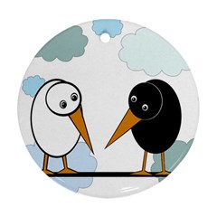Black and white birds Round Ornament (Two Sides) 