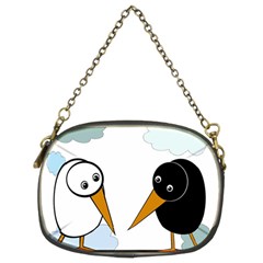 Black And White Birds Chain Purses (two Sides)  by Valentinaart