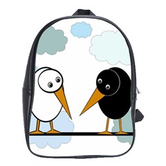 Black and white birds School Bags(Large) 