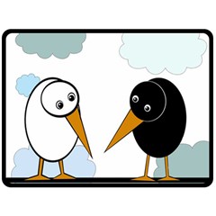 Black and white birds Fleece Blanket (Large) 