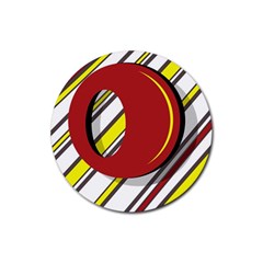 Red And Yellow Design Rubber Round Coaster (4 Pack) 