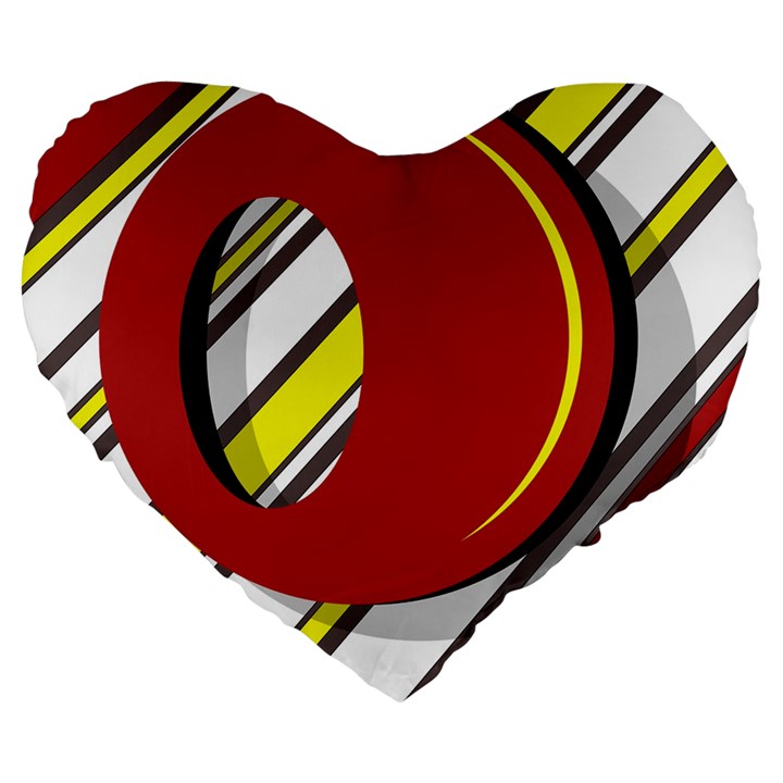 Red and yellow design Large 19  Premium Heart Shape Cushions