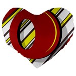 Red and yellow design Large 19  Premium Heart Shape Cushions Back