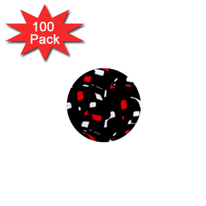 Red, black and white pattern 1  Mini Magnets (100 pack) 