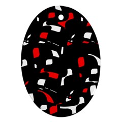 Red, Black And White Pattern Oval Ornament (two Sides) by Valentinaart