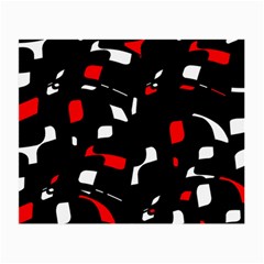 Red, Black And White Pattern Small Glasses Cloth (2-side) by Valentinaart