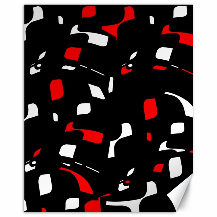 Red, black and white pattern Canvas 11  x 14  