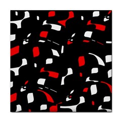 Red, Black And White Pattern Face Towel by Valentinaart