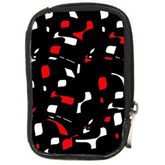 Red, Black And White Pattern Compact Camera Cases by Valentinaart