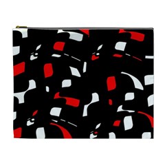 Red, Black And White Pattern Cosmetic Bag (xl) by Valentinaart