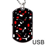 Red, black and white pattern Dog Tag USB Flash (Two Sides)  Front