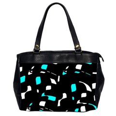 Blue, Black And White Pattern Office Handbags (2 Sides)  by Valentinaart