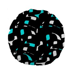 Blue, Black And White Pattern Standard 15  Premium Flano Round Cushions by Valentinaart