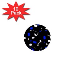 Blue, Black And White  Pattern 1  Mini Magnet (10 Pack) 