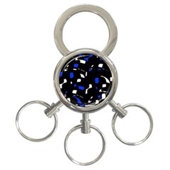 Blue, Black And White  Pattern 3-ring Key Chains by Valentinaart