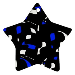 Blue, Black And White  Pattern Star Ornament (two Sides)  by Valentinaart