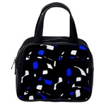 Blue, black and white  pattern Classic Handbags (One Side) Front