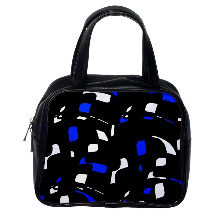 Blue, black and white  pattern Classic Handbags (One Side)