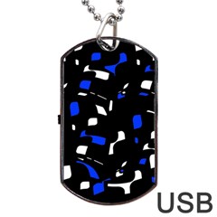 Blue, Black And White  Pattern Dog Tag Usb Flash (two Sides) 