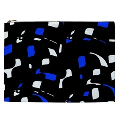 Blue, Black And White  Pattern Cosmetic Bag (xxl)  by Valentinaart