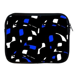 Blue, Black And White  Pattern Apple Ipad 2/3/4 Zipper Cases by Valentinaart