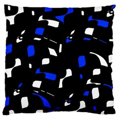 Blue, Black And White  Pattern Large Flano Cushion Case (two Sides) by Valentinaart