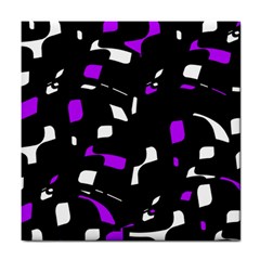 Purple, Black And White Pattern Tile Coasters