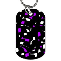 Purple, Black And White Pattern Dog Tag (one Side) by Valentinaart