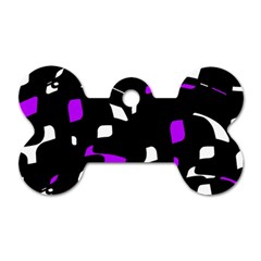 Purple, Black And White Pattern Dog Tag Bone (two Sides) by Valentinaart