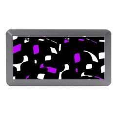 Purple, Black And White Pattern Memory Card Reader (mini) by Valentinaart