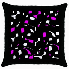 Magenta, Black And White Pattern Throw Pillow Case (black) by Valentinaart