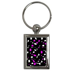 Magenta, Black And White Pattern Key Chains (rectangle)  by Valentinaart