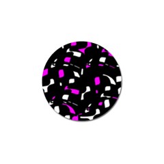 Magenta, Black And White Pattern Golf Ball Marker