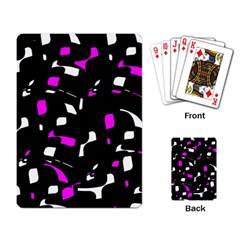 Magenta, Black And White Pattern Playing Card by Valentinaart