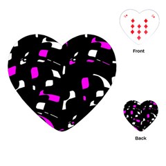 Magenta, Black And White Pattern Playing Cards (heart)  by Valentinaart