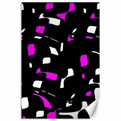 Magenta, Black And White Pattern Canvas 24  X 36  by Valentinaart