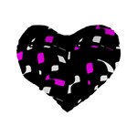 Magenta, black and white pattern Standard 16  Premium Heart Shape Cushions Back